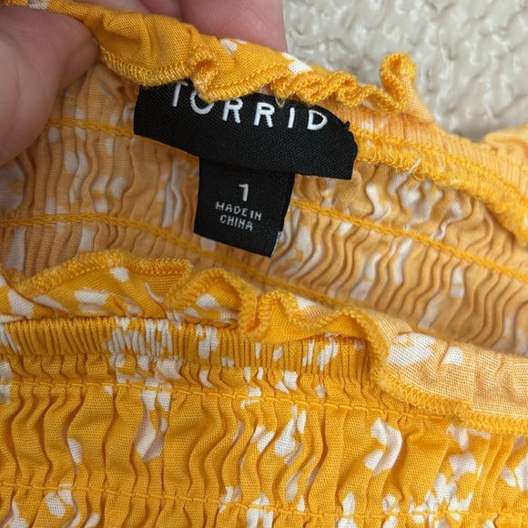 Women’s Plus Size Torrid Yellow Leopard Print Smocked Midi Dress Tiered, 1X - Picture 4 of 8